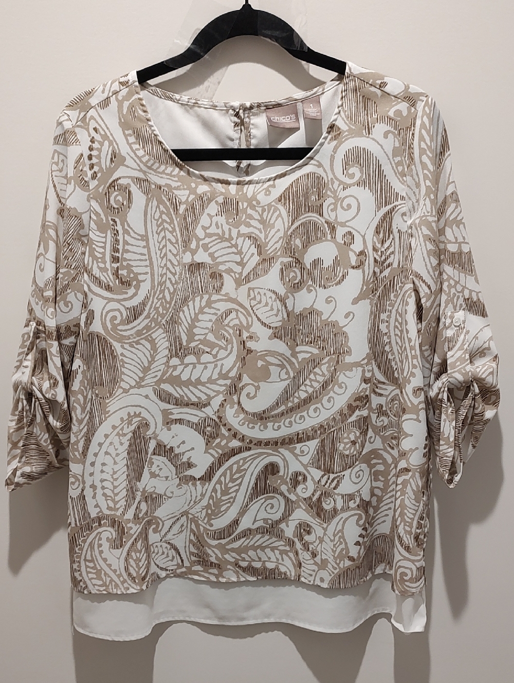 Paisley Print Lined Tunic Blouse Artsy Casual Travel Resort Feminine Flowy